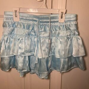 Light Blue Ruffled Mini Skirt